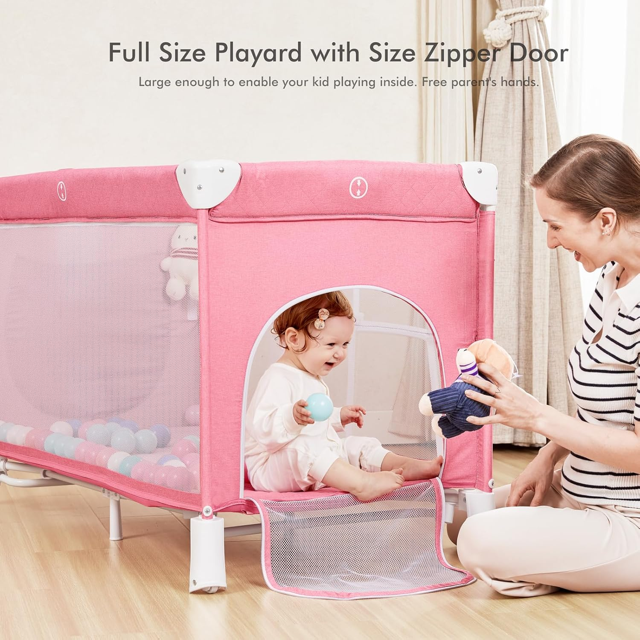 Baby Bassinet, Novashion 5 in 1 Bedside Sleeper Bassinet, Portable Baby Playard Baby Crib, with Removable Changing Station & Storage Organizer, Black