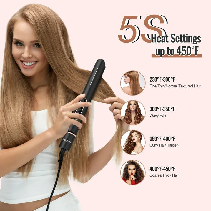 NEXPURE Professional 1 Flat Iron 2 in 1 Hair Straightener  Curling Iron Salon Styling Tool