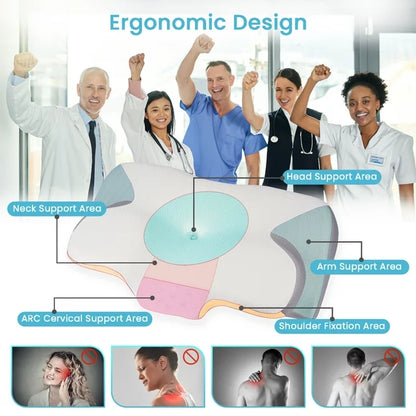 VAVSEA Cervical Pillow for Neck Pain Relief, Contour Memory Foam, Ergonomic Orthopedic Neck Support Pillow for Side, Back & Stomach Sleepers with Breathable Pillowcase, Grey