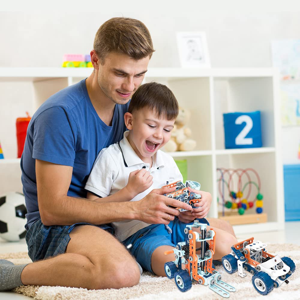 JUGAAD LIFE 12-in-1 STEM Building Toys Blocks Set for Boys 8 11, DIY Electric Construction Toys, Engineering Learning Toys, Educational Creative Game Gift for Kids Toddler Girls Age 4 5 6 7 8+