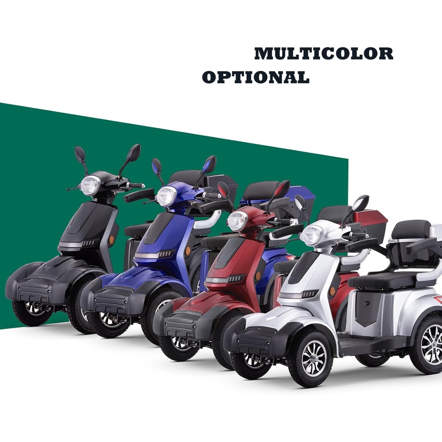 4 Wheel Electric Powered Mobility Scooter Wheelchair for Adults  Seniors  Pre Assembled in USA, 500lbs Capacity, 25 31 Miles Range, 3 Speed Up to 15 MPH, 800W Motor Power (Black)