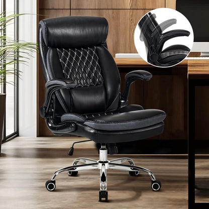 Big and Tall Office Chair, Wide Seat Executive Office Chair with Dual Thick Cushion, Ergonomic Computer Desk Chair, Adjustable Task Chair for Home, Office. Black