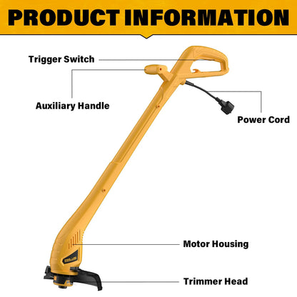 ZEGJAW Weed Wacker Corded, 9 Inch Electric Weed Wacker with 2 Pcs Replace Spool Trimmer Lines, String Trimmer for Lawn Care