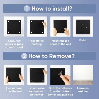 VUSIGN Large Cork Board for Wall 36" x 24", Black Bulletin Board, 6 Pack Felt Wall Tiles with 30 Pushpins, Notice Board for Home Office Kitchen