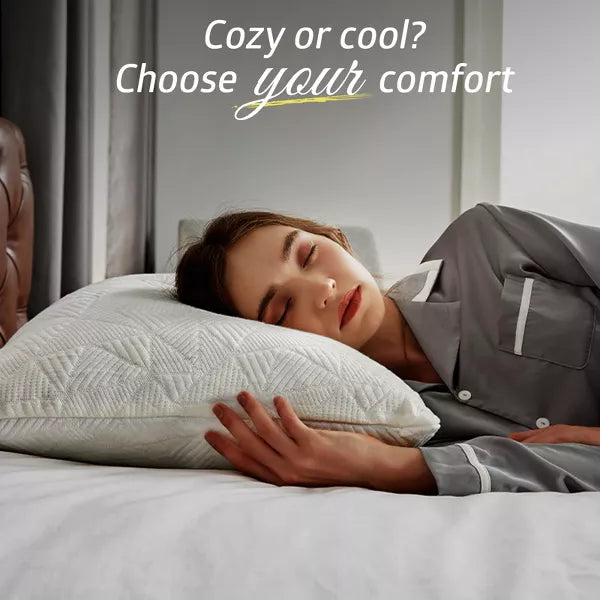 Inhand Cooling Pillows Queen Size Set of 2 , Shredded Memory Foam Pillows for Hot Sleepers, Adjustable Firm Soft Support Bed Pillows with White Cover