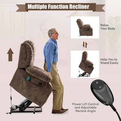 UHOMEPRO Recliner Chair for Living Room, Electric Heated Power Lift Recliner Chairs for Adults Elderly, Recliner Sofa for Seniors 330 lb Capacity with Side Pocket for Home Theater, Brown
