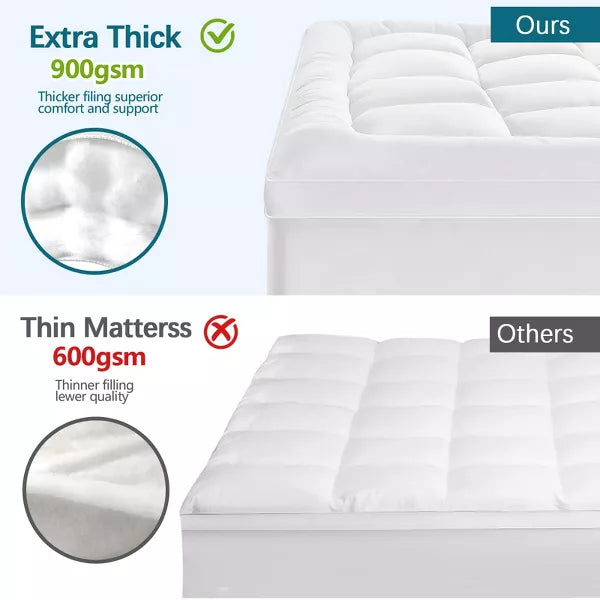 Inhand Queen Mattress Topper- Extra Thick Cooling Mattress Pad- White Mattress Protector Pillow Top with 8-21 Inch Deep Pocket Down Alternative Fill
