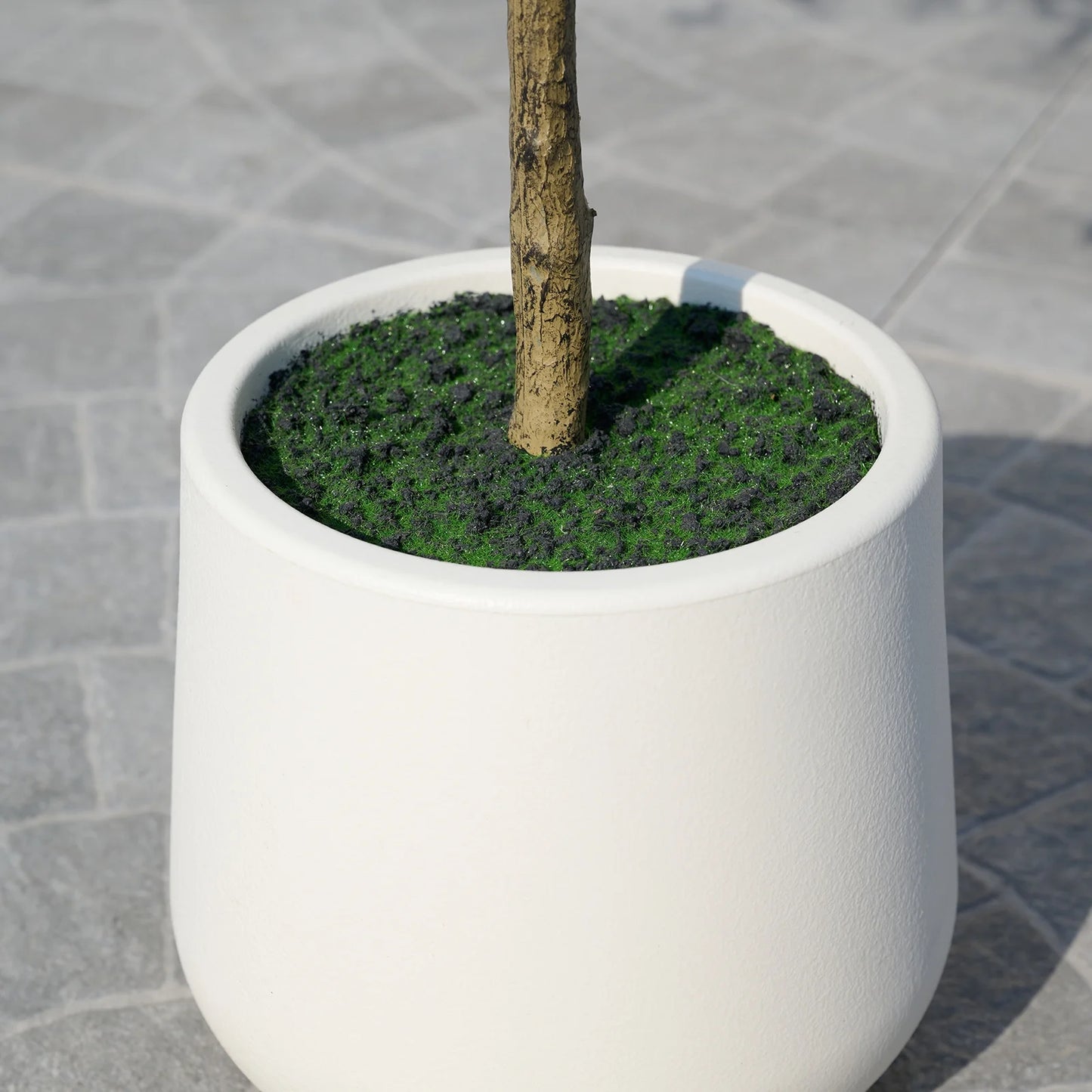 DR.Planzen 6FT Artificial Black Olive Tree with UV-Resistant Silk Leaves  White Planter, Tall Artificial Plant Natural Wood Trunk for Home Office Indoor Outdoor Decor