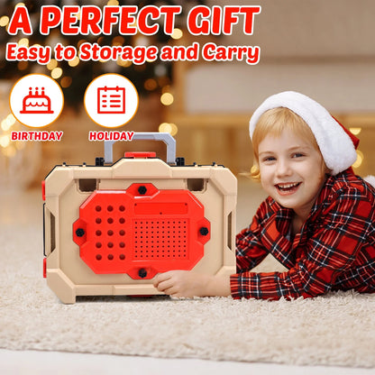 JoyStone 2 in 1 Kids Tool Bench Set, Pretend Play Tool Bench for Kids with Tools, Electric Drill and Transformable Tool Set, Learning Gift for Boys & Girls Age 3-5, Red