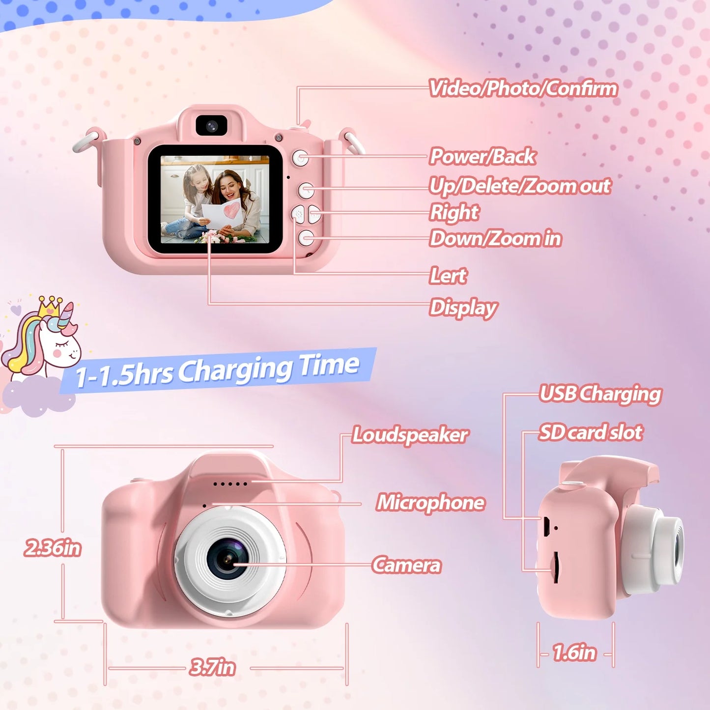 JoyStone Kids Camera Toys with 1080P Video for 3-12 Year Old, Chritmas Birthday Gifts for Kids, 32GB SD Card & Silicone Cover
