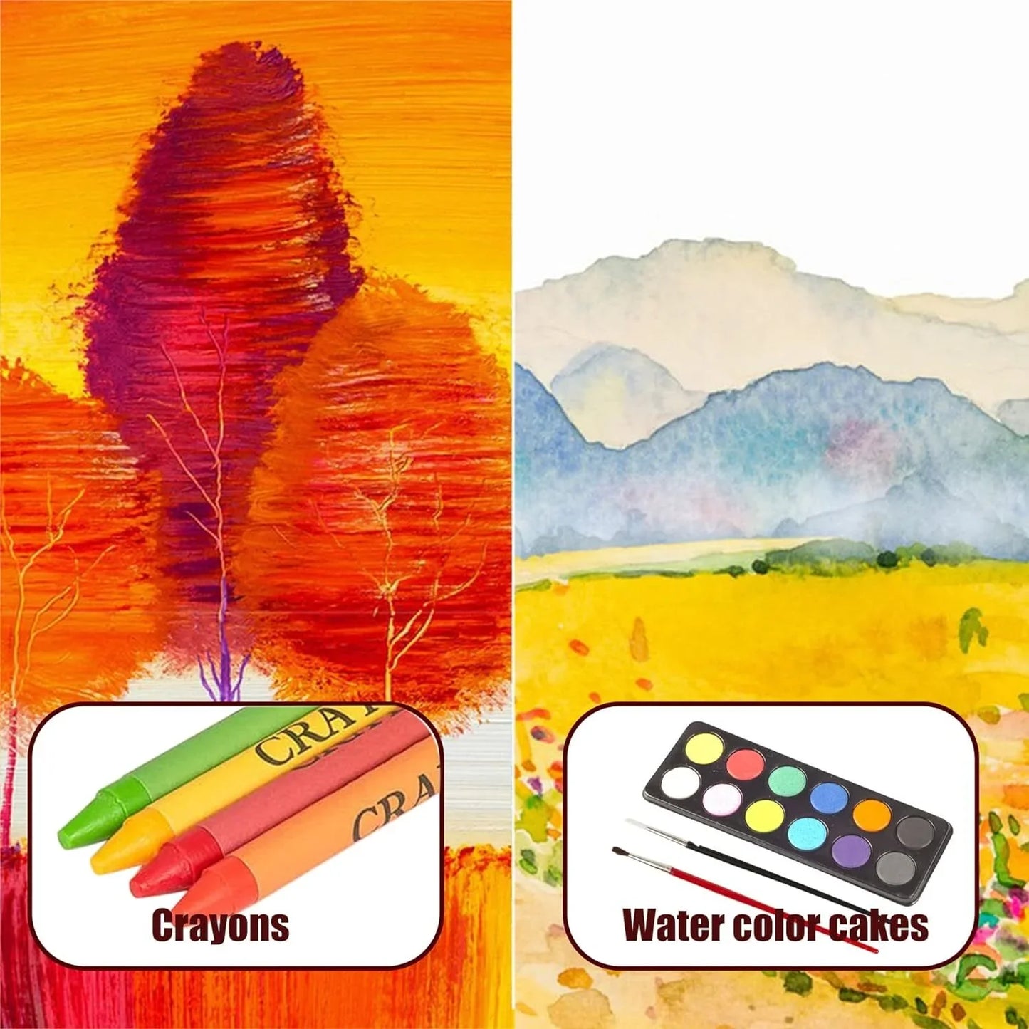 Art Supplies, 180Pcs Wooden Art Set Crafts Drawing Painting Kit with 12 Watercolor Paint Colors, 40 Crayons, 20 Colored Pencils, Creative Gift Box for Adults Artist Beginners Kids Girls Boys