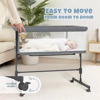BabyBond 3 in 1 Baby Bassinet Beside Sleeper, Baby Beside Bassinet with Breathable Mesh, 5 Height Adjustable，Baby Crib for Newborn