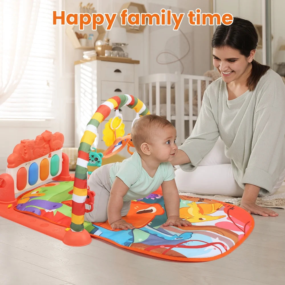 JoyStone Baby Gym Play Mat, Tummy Time Mat with Music, Lights Piano Activity Gym, Newborn Gift for 0-12 Months