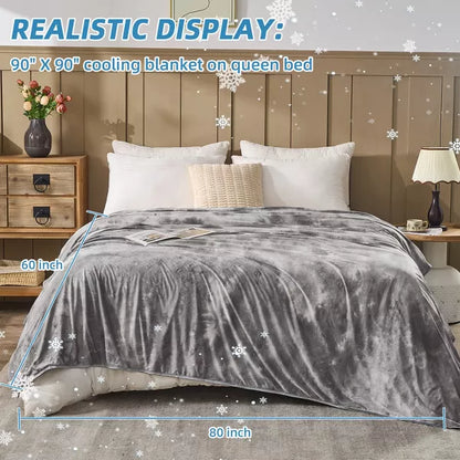 Inhand Cooling Blankets For Hot Sleepers, Absorbs Heat To Keep Adults Cool For Summer Nights Sweats, Gray Lightweight Blanket For Couch Bed