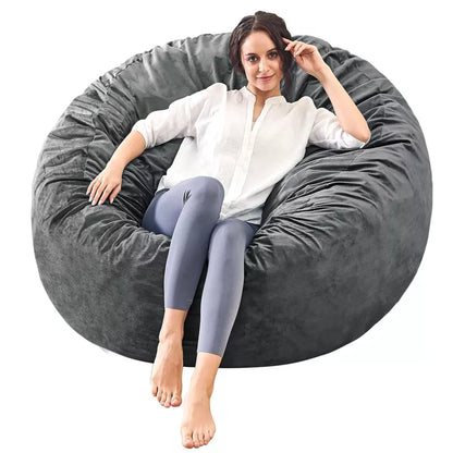 Inhand Bean Bag Chairs for Adults - Memory Foam Furniture BeanBag Chair with Soft Fiber Cover - Round Fluffy Couch for Living Room