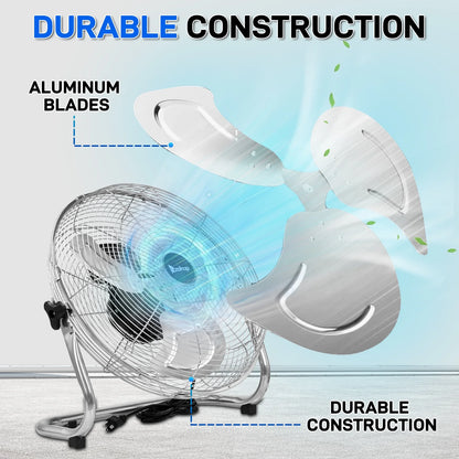 Ktaxon 16" High-Velocity Industrial Floor Fan, Heavy Duty Metal Fan, Adjustable Tilt and 3 Speeds up to 5688 CFM