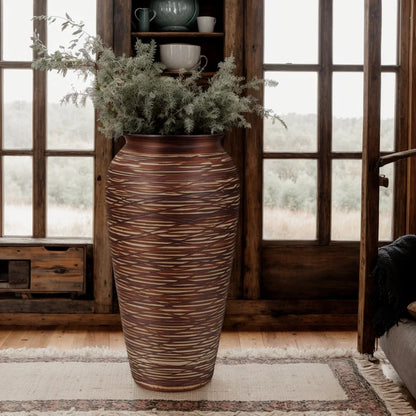 ORYNOVA Rustic Large Ceramic Floor Vase, 12 in Stain Resistant Vase for Home Decor,Tall Farmhouse Decorative Vase For Living Room,Entryway,Wedding Gift,Shelf Display