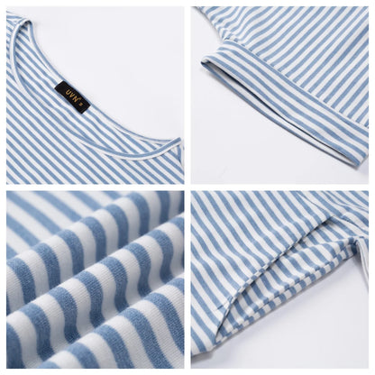 UVN Summer Dresses for Women Striped T Shirt Dress Casual Midi Dress Short Sleeve Sundress with Pockets