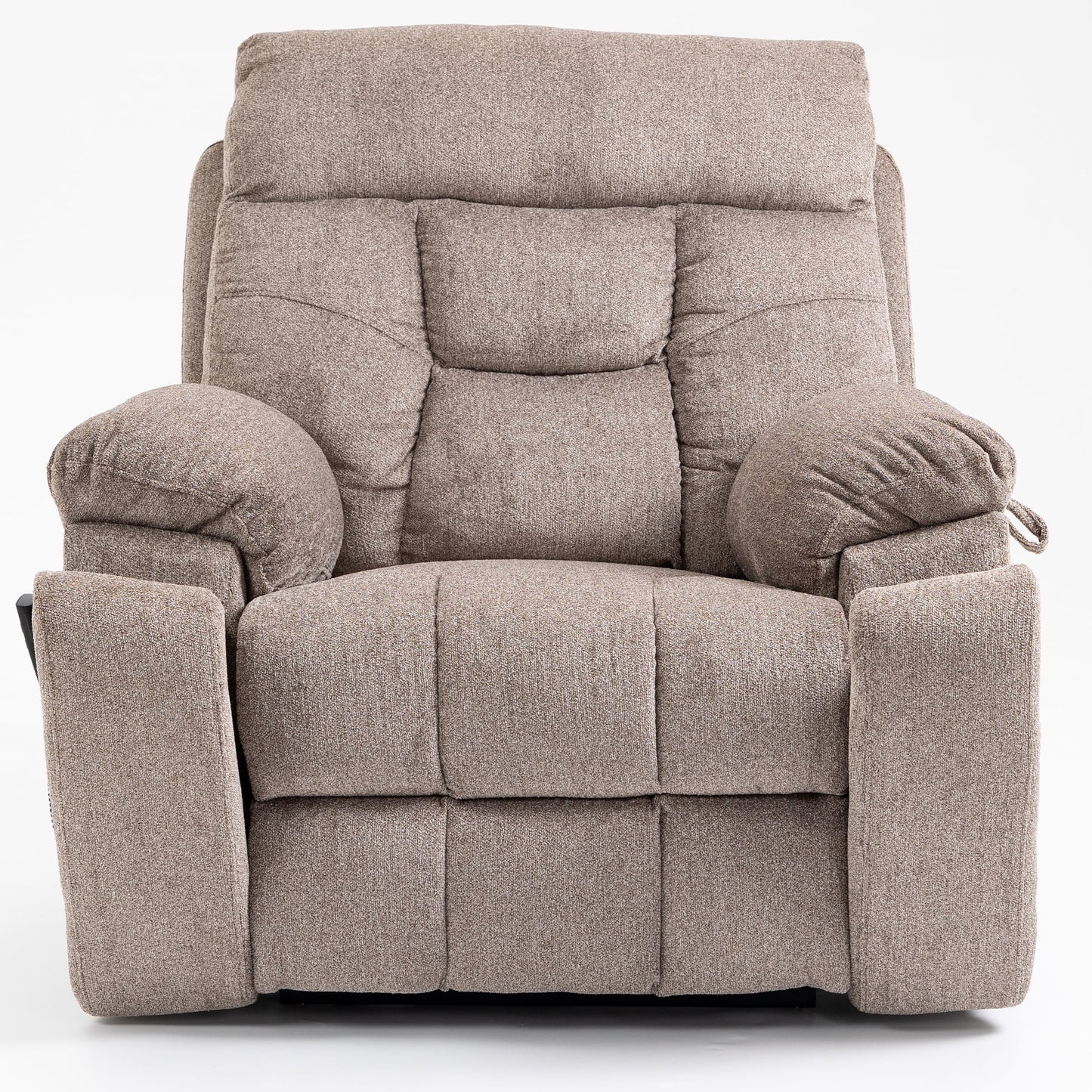 UHOMEPRO Oversized Power Lift Recliner Chair with Massage and Heat for Elderly, Large Wide Seat Recliners for Big and Tall, Safety Motion Reclining Mechanism with Hidden Cup Holder, Light Brown