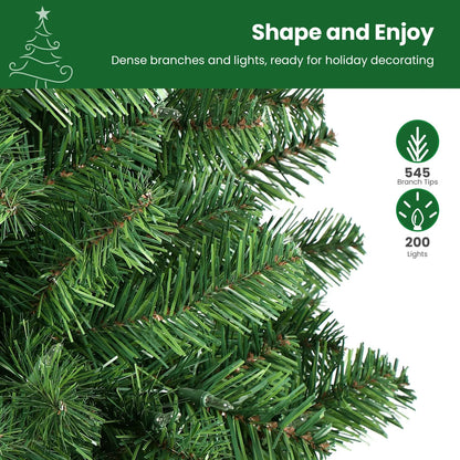 RTB-SHareconn 6.5ft Prelit Artificial Slim Pencil Christmas Tree w/ Warm White Lights, Full Branch Tips, Perfect Choice Decoration for Xmas Holiday