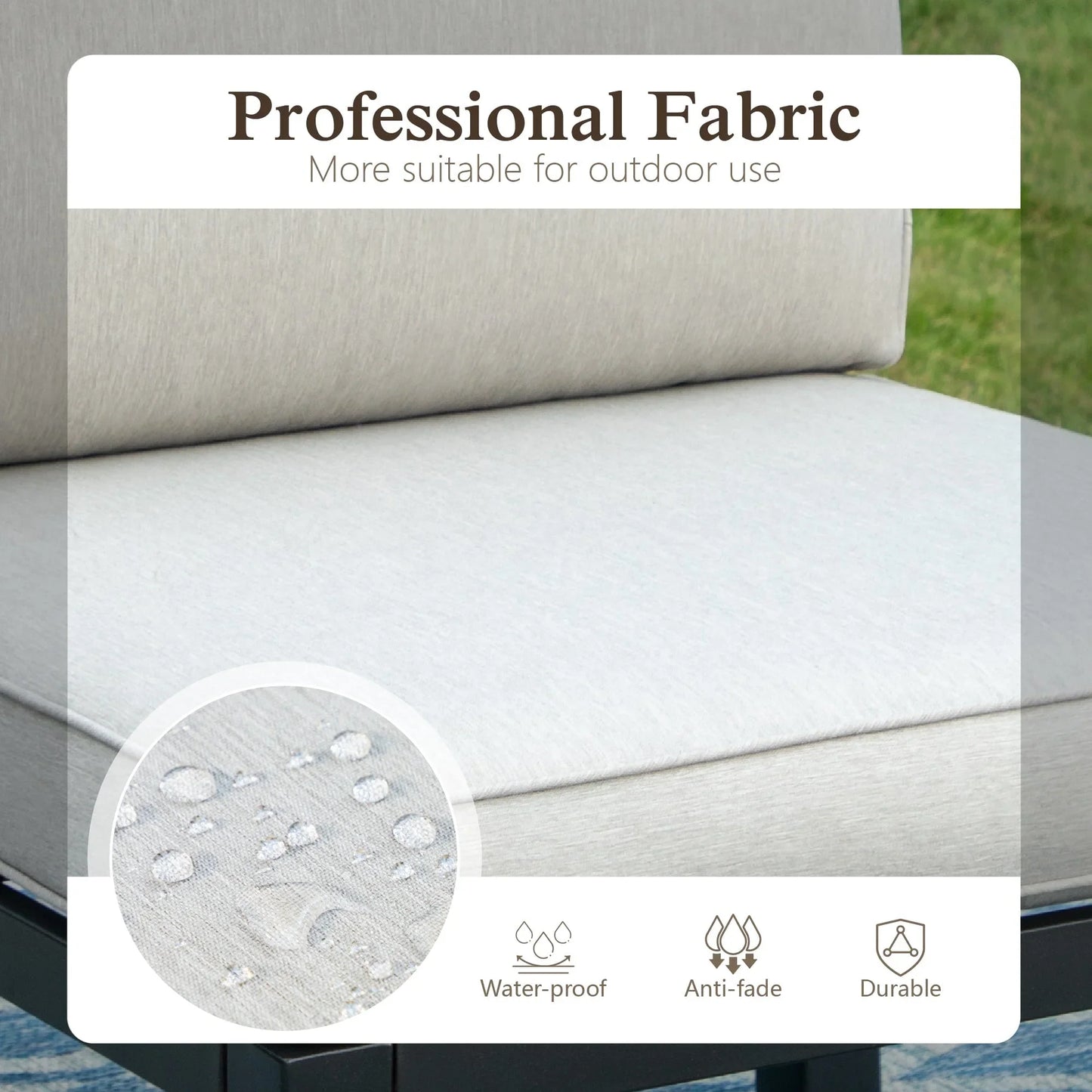 UDPATIO Aluminum Patio Furniture Set, Modern Metal Outdoor Patio Furniture, 8 Pieces Patio Conversation Sets with Side Table for Poolside, Deck, Beige