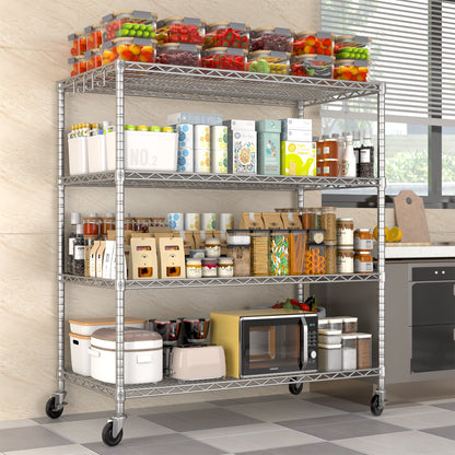 TrumanPick 2400lbs Wire Garage Storage Shelves, 4 Tier Adjustable Heavy Duty Garage Storage Shelving Unit 55.5"W x 24"D x 76"H ,Chrome
