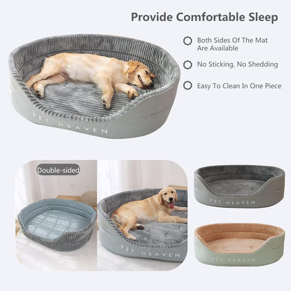 Dog Bed & Cat Bed - Soft Calming Fluffy Rectangle Pet Bed with Anti-Slip Bottom, Durable Bite-Resistant Machine Washable Pet Sofa Kennel for Cats, Puppies, and Medium Dogs - Gray, M