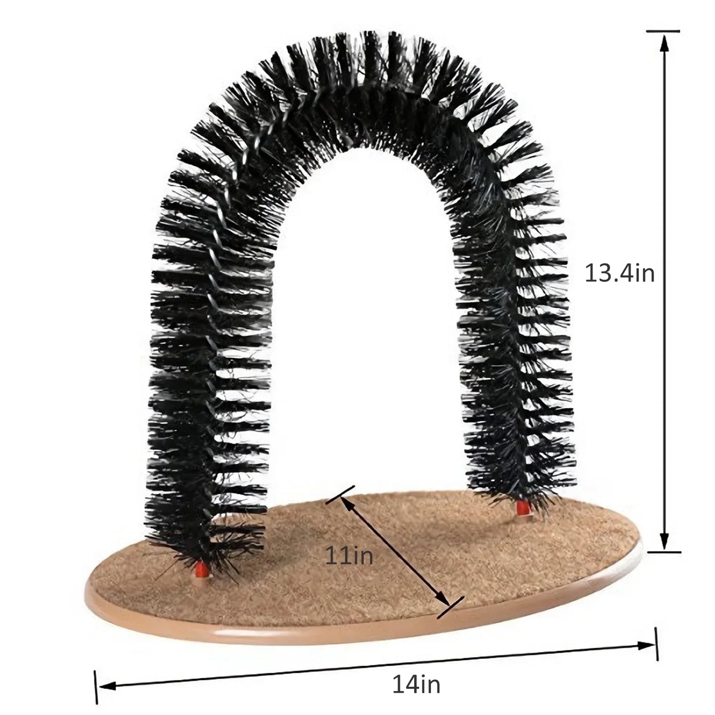 Cat Self-Groomer Arch, Cat Back Scratcher Cat Brush, Bristle Ring Brush Cat Arch with Carpeted Base, Back Scratcher and Massager for All Size Cats