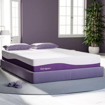 Sersper 10 inch Bamboo Charcoal Cooling Gel Memory Foam Memory Foam Mattress For Pressure Relief-Compatible with Adjustable Bed