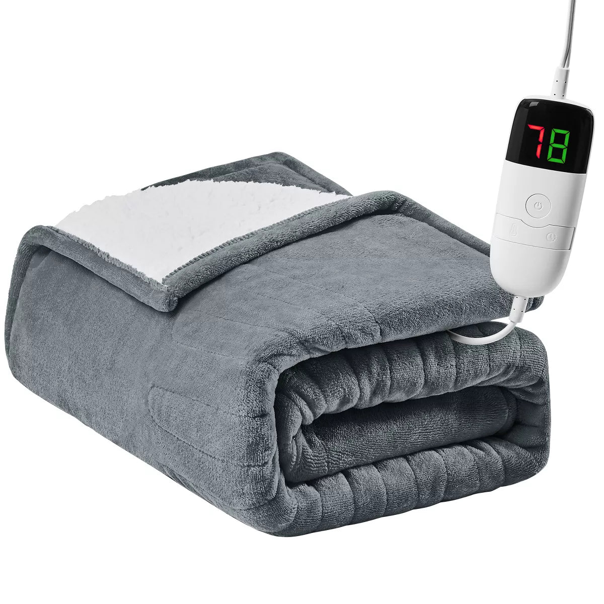Inhand Heated Blanket Electric Heating Blanket Auto-Off 10 Heat Level Over-Heat Protection Flannel ETL Certified