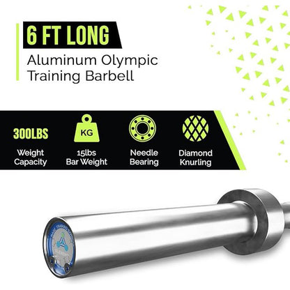 Mikolo 7ft Olympic Barbell, Barbell for Weightlifting and Powerlifting 45lb, Olympic Bar for 1500lbs Capacity, Weight Bar Fit 2” Standard Weights