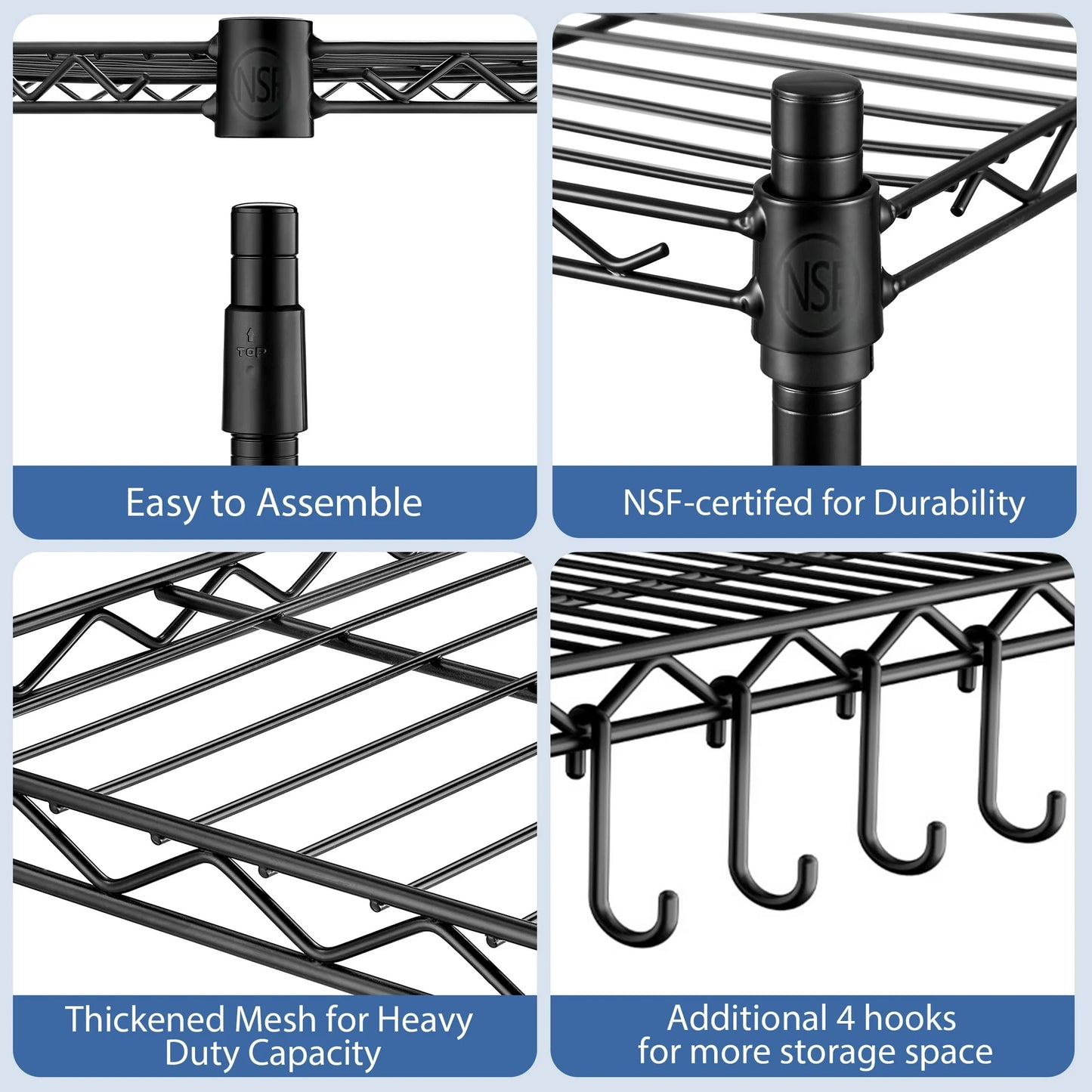 TrumanPick 6-Tier Wire Storage Shelving, Adjustable Garage Shelves, Wire Rack with Wheels,36"W x 18"D x 75"H, Black
