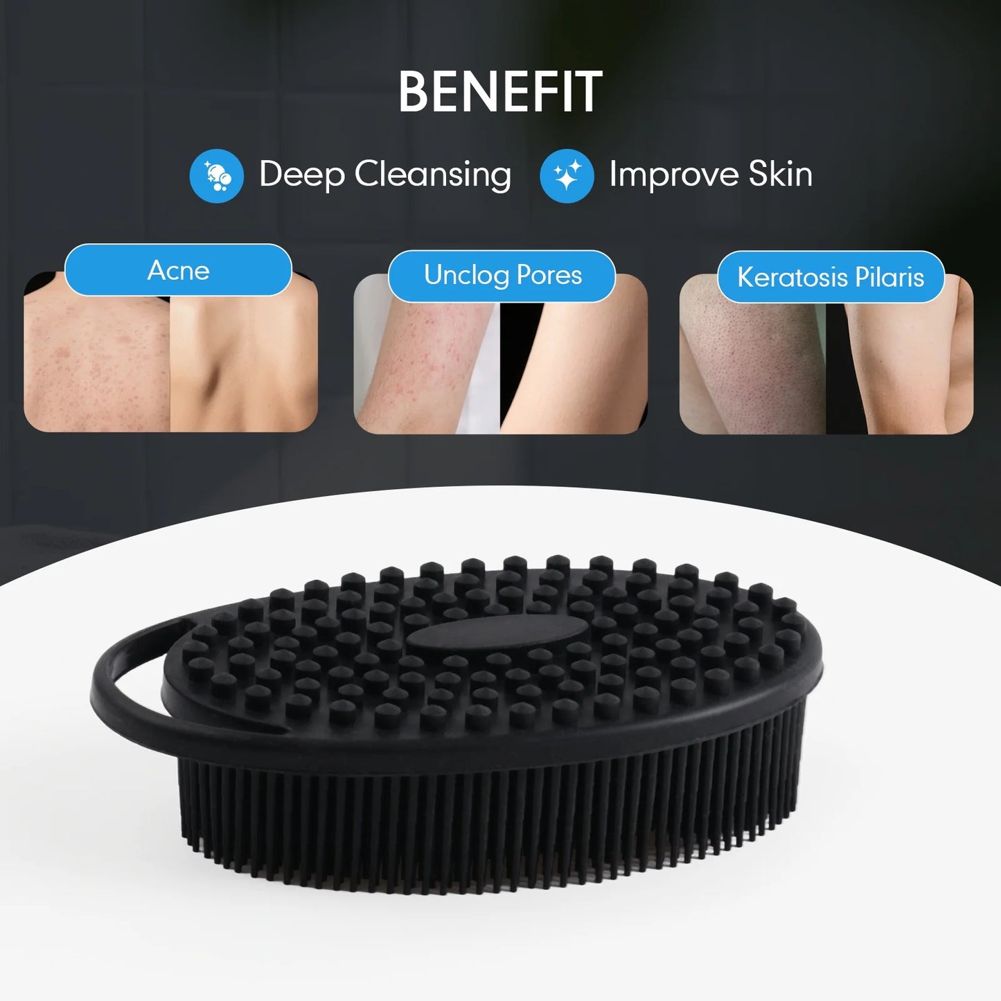 Okaka 2 Pack Silicone Loofah Bath Brush, Silicone Body Scrubber Dual-Sided Exfoliating Shower Brush for Men Women