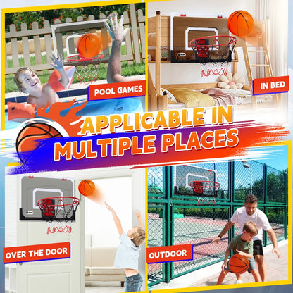 JoyStone Indoor Basketball Hoop for Kids, Mini Basketball Hoop with Electronic Scoreboard and Sounds, Over The Door Basketball Hoop 4 Balls for Kids & Adults