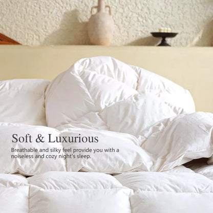Inhand Goose Feather Down Fiber Comforter Queen Size - 100% White Cotton Duvet Insert - Hotel Luxury Hypoallergenic Bedding Comforter All Season
