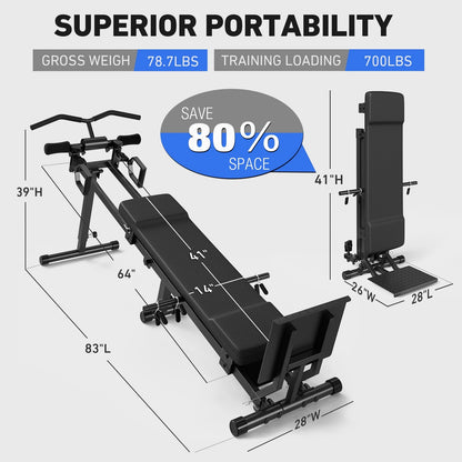 Syedee Total Home Gym, Multi-Functional Workout Machine with Total Over 100 Exercises, 700LBS Body Weight Resistance Training Equipment with Weight Holder, Home Gym Equipment