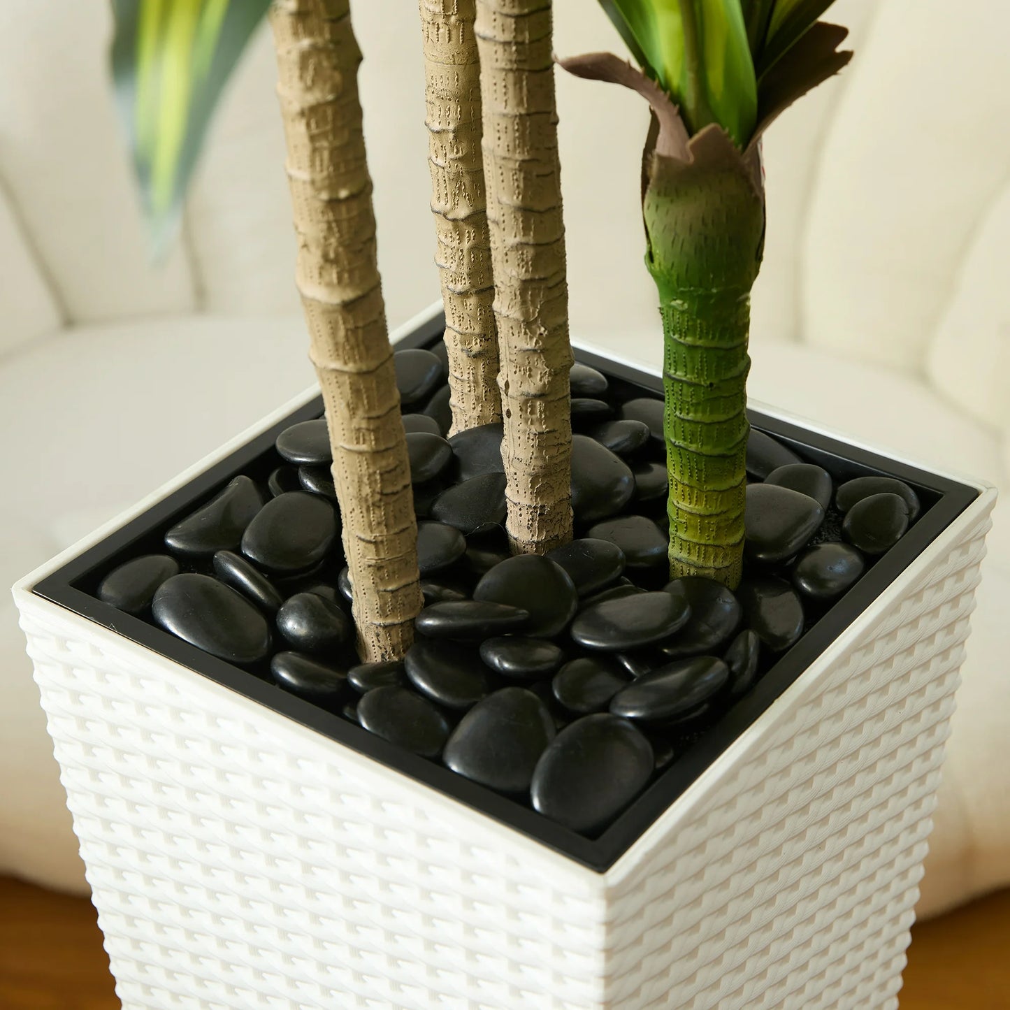DR.Planzen 6FT Artificial Dracaena Tree with UV-Resistant Silk Leaves in White Tall Planter - Indoor/Outdoor Faux Plant for Home Office House Decor, Tall Fake Tree for Living Room Lobby  Patio