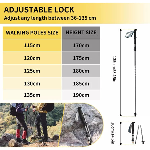 Naturehike Trekking Poles Folding 2-Piece Set Hiking Sticks Carbon+Aluminum 190g Each Walking Poles Climbing Lightweight Hiking Compact Outdoor Unisex