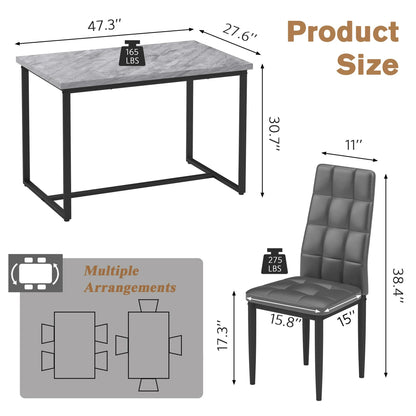 SEGMART Dining Table with 4 High-Back Upholstered Chairs, Modern Dinette Set, Dining Table & Chairs Set for 4 Persons, Small Home Kitchen Dining Table Set, Ideal for Apartment Breakfast Nook