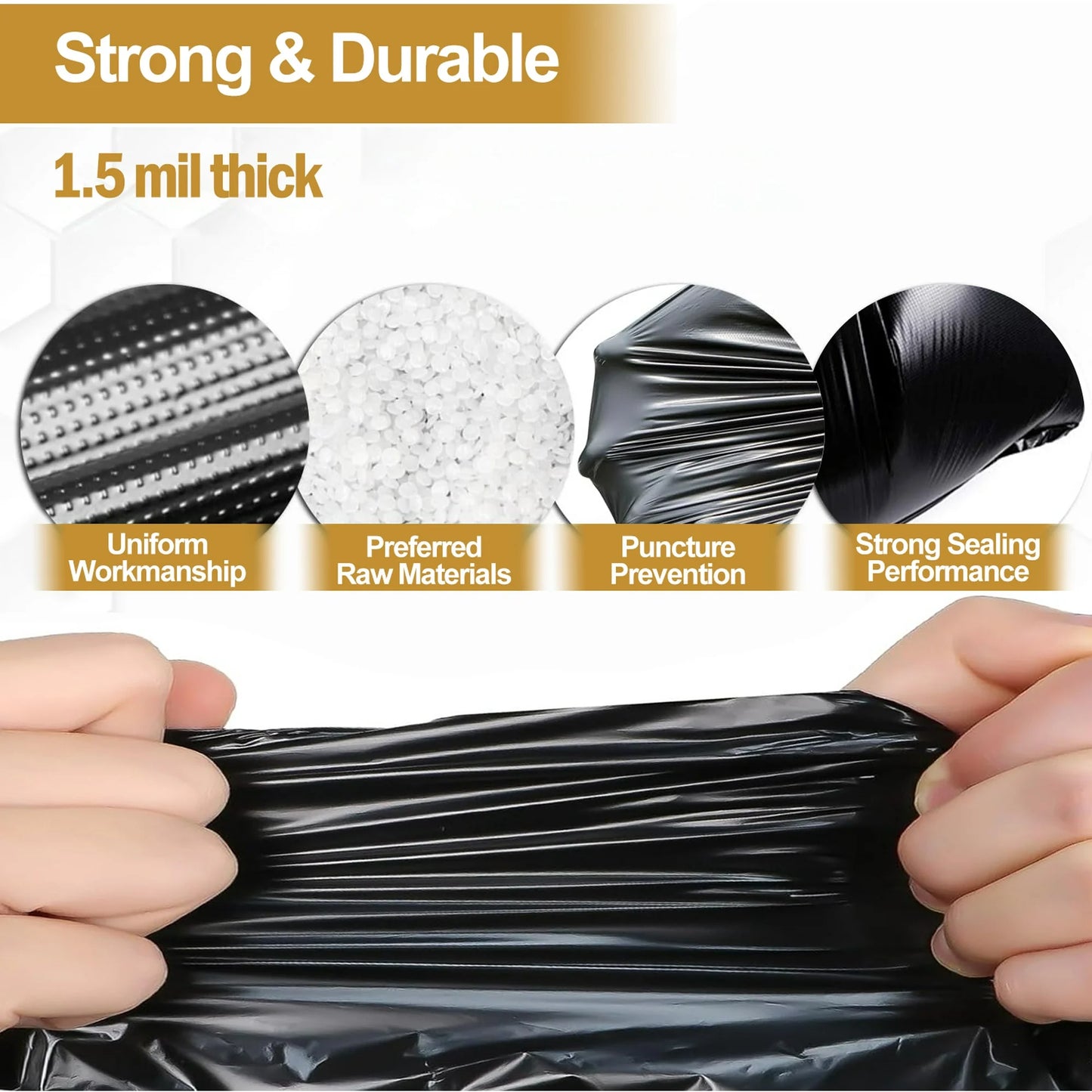 55 Gallon Trash Bags (50 Count)1.5 Mil,Heavy Duty Outdoor Garbage Bags for Commercial, Lawn and Leaf