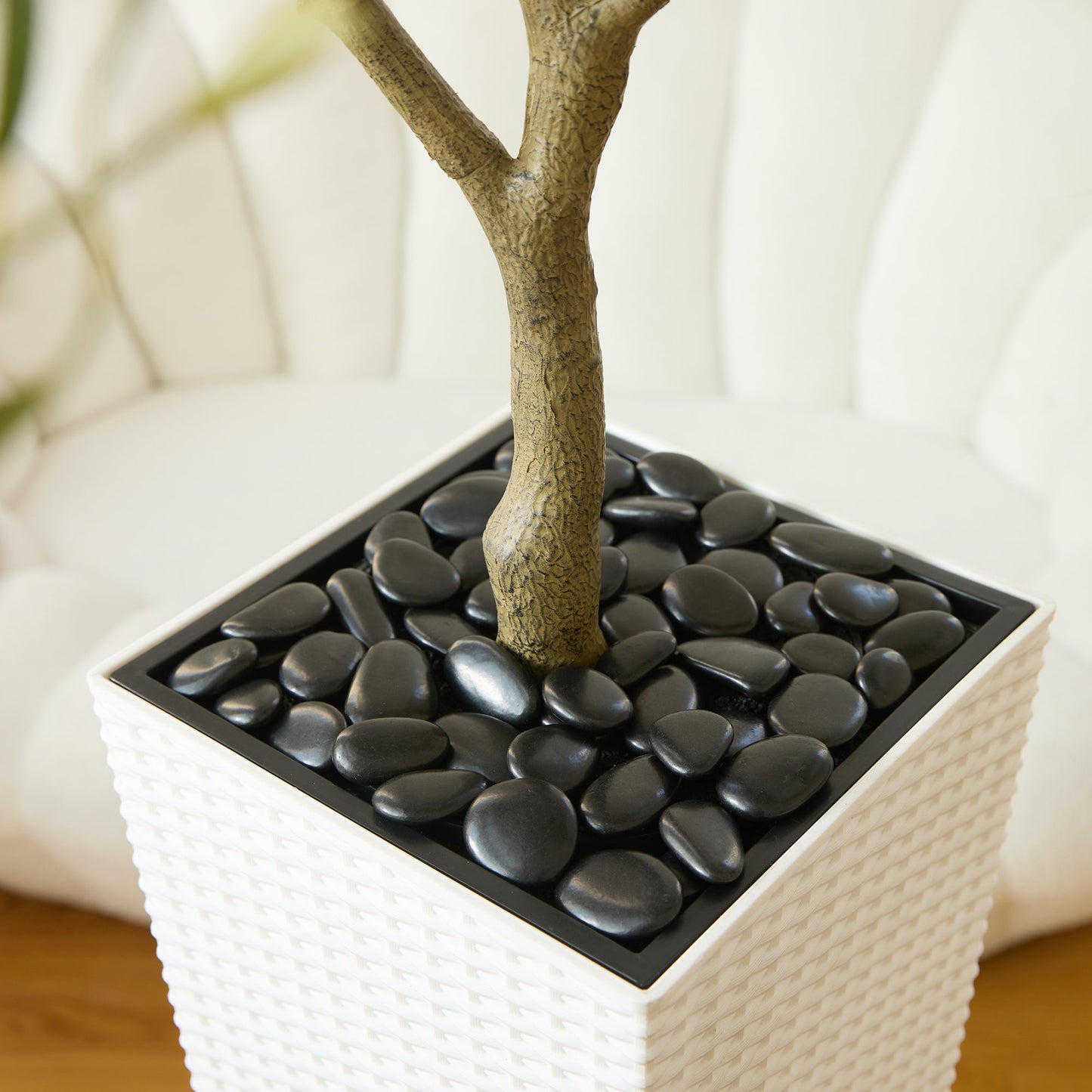 DR.Planzen 6ft Artificial Olive Tree with White Tall Planter, Realistic Silk Leaves UV Resistant Faux Indoor Outdoor Plant for Home Office House Decor
