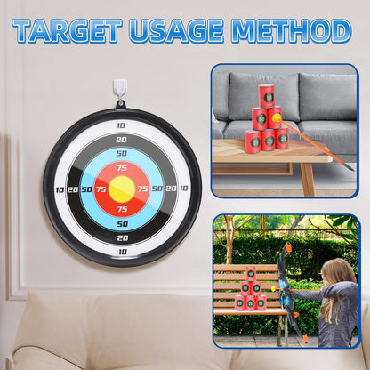 JoyStone Bow and Arrow Set for Kids- LED Light up Archery Toy Set with 8 Suction Cup Arrows, Target & Quiver and 6 Target Cans, Indoor and Outdoor Toys for Children Boys Girls, Blue