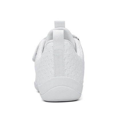 HAOSHIDUO White Cheer Shoes for Girls Lightweight Breathable Soft Fabric Sports Dance Shoes Non Slip Rubber Outsole
