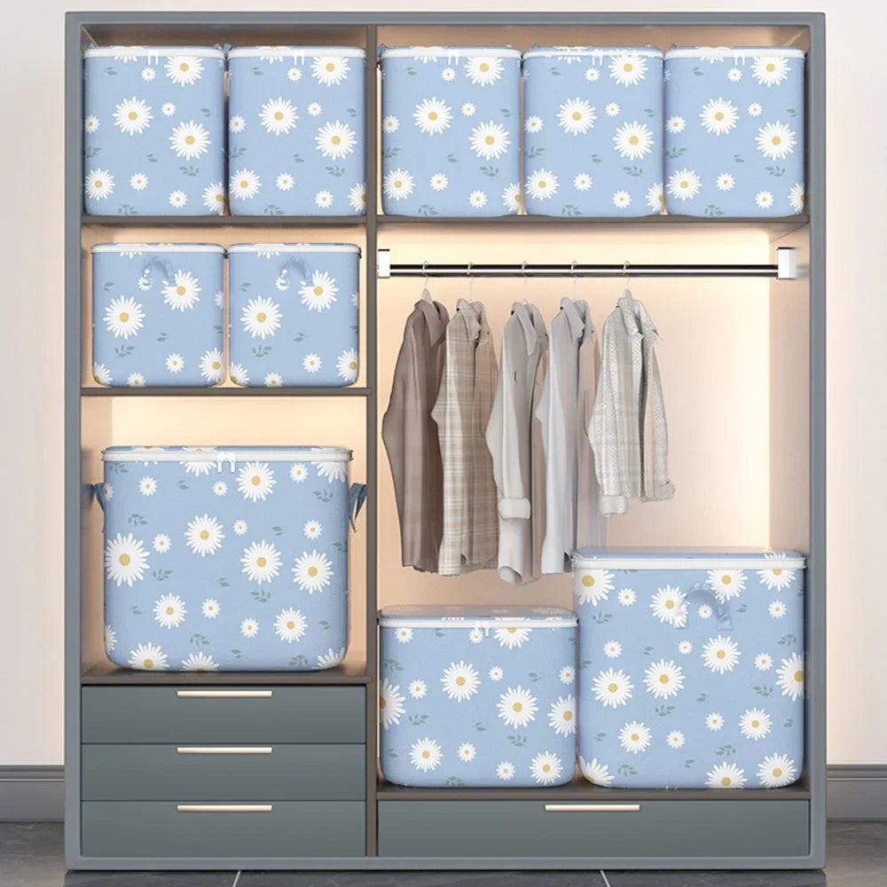 ARCTICICE 2-Pack 210L Large Foldable Closet Storage Stackable Waterproof for Clothes Toy Blanket Comforter Bedding Storage Organizer, Blue