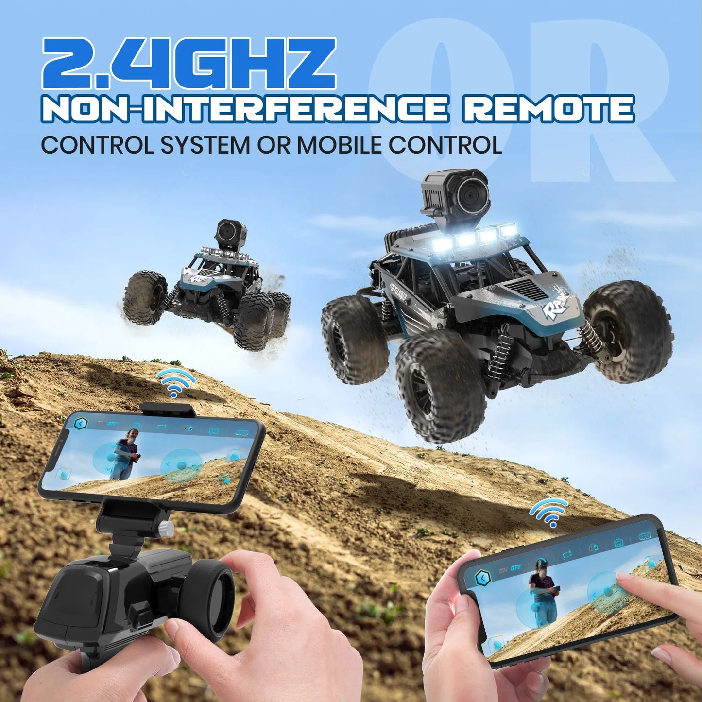 JoyStone RC Car with 1080P FPV Camera, 2.4Ghz Remote Control Car, 1:16 Scale Off-Road High Speed Remote Control Truck for Kids Adults 2 Batteries for 60 Min Play, Blue