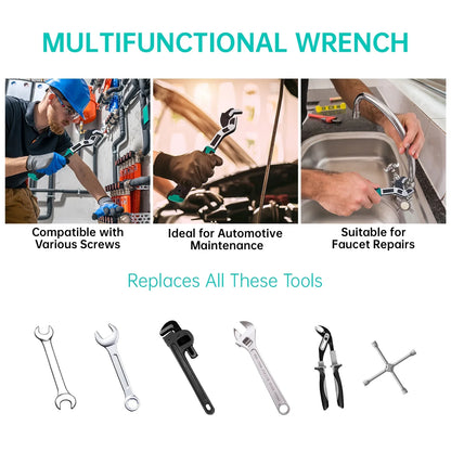 Tomorotec 2-Pack Adjustable Wrenches for Home, Auto, Bike Repairs - Self-Locking Quick-Adjust Durable CR-V Construction Fits 0.28"-1.38", Ergonomic TPR Handle Lightweight Design for Reduced Fatigue