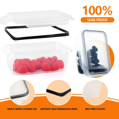 48 PCS Plastic Food Storage Containers with Lids (24 Containers & 24 Lids), Leakproof BPA-Free Containers for Kitchen Organization, Meal Prep, Reusable Lunch Container