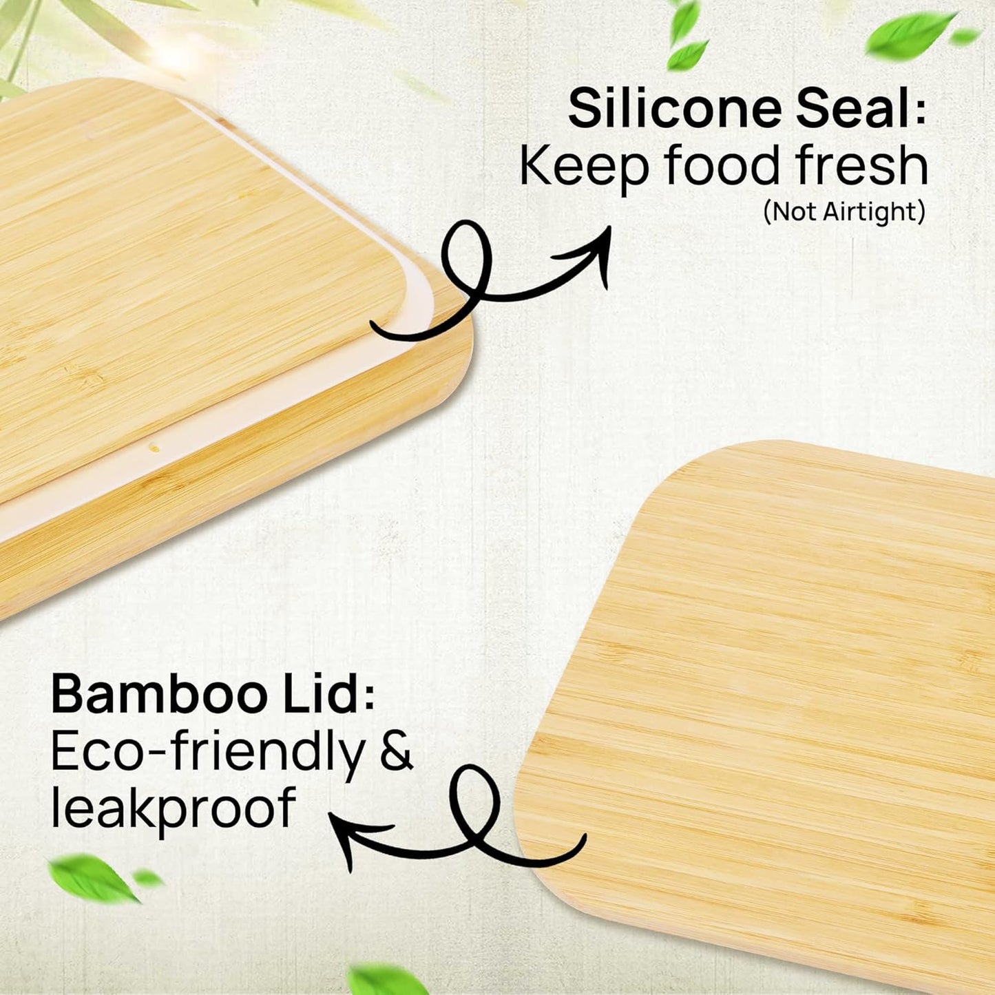 8 Pcs Glass Food Storage Containers with Bamboo Lids, Meal Prep Glass Containers Bento Lunch Box, Safe for Microwave, Oven, Freezer and Dishwasher, BPA Free