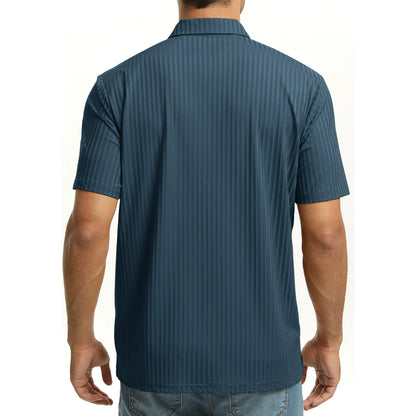 Thrilos Stripe Quick Dry Polo Shirts for Men Short Sleeve Workout Golf Shirts Moisture Wicking Performance Polo