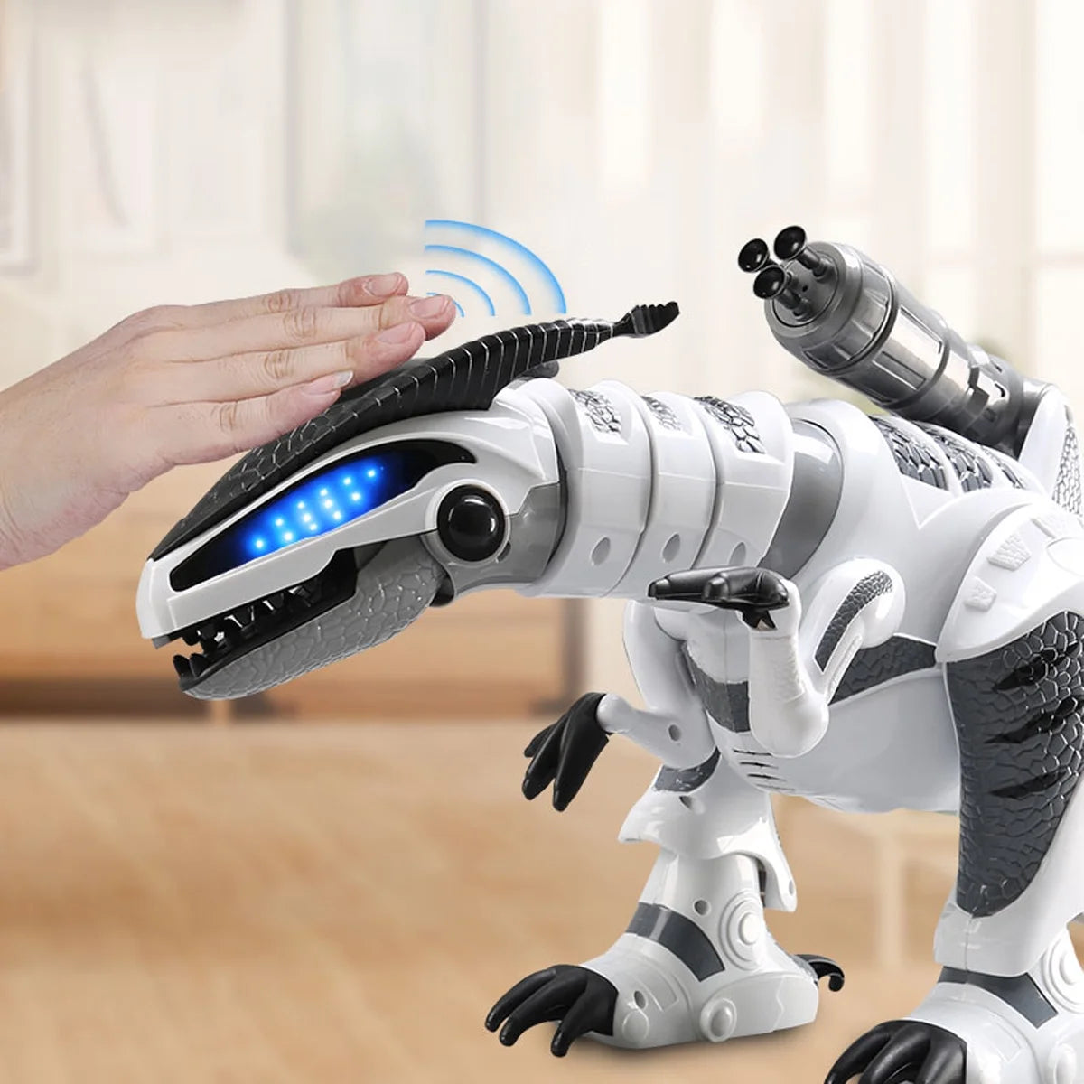 Fisca Intelligent Remote Control Shooting Darts Robot Dinosaur Toys for Kids, 11 Channel Programmable Touch Interactive War Robot